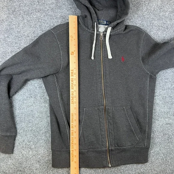 Polo Ralph Lauren Hoodie Mens M Gray Full Zip Heavyweight Double Knit Pony - Picture 10 of 11